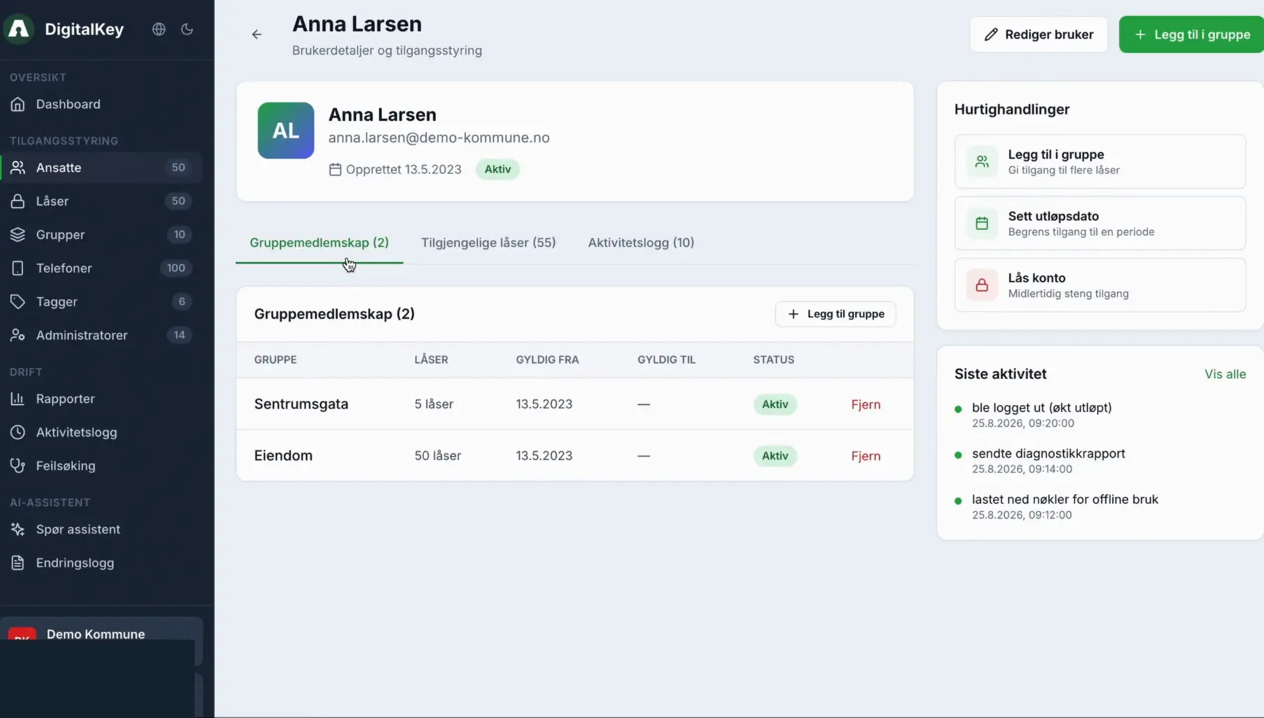User and access management in Aprire